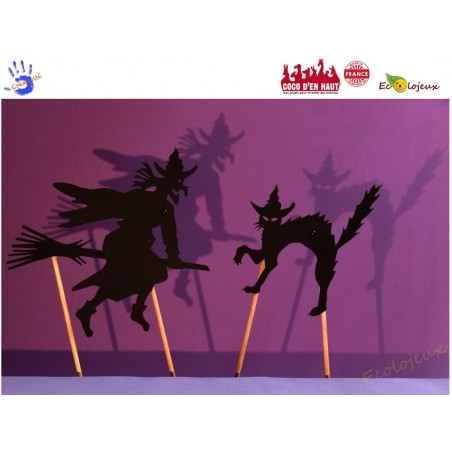Silhouettes Ombres chinoises La sorcière et le chat