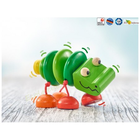 hochet bois bébé selecta Kroko cadeau naissance naturel bio écolo HOCHET en bois bébé 61044