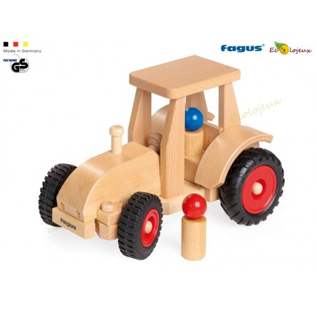 Jouet bois fagus Tracteur Bois Fagus et sa remorque Jouet waldorf