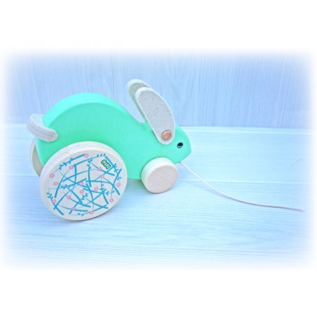 PROMO JOUET BOIS DE QUALITE JEU BOIS SOLIDE DURABLE Lapin à tirer Bajo