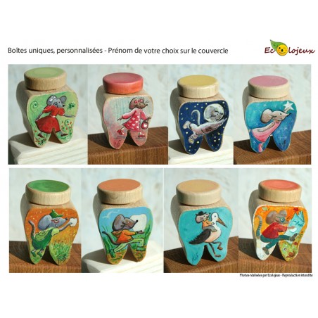 Boîte à dents personnalisée artisanale Ecolojeux Boîte à dents avec prénom Made in France artisanat Alsace