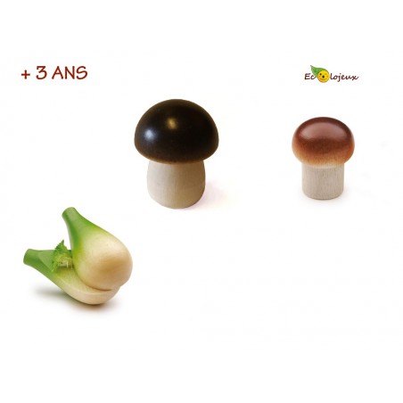 Dinette en bois, cuisine en bois enfant  artisanale Légume en bois Dinette Bolet Champignon Erzi