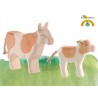 Figurine  en bois fait main Ostheimer Animal en bois Vache veau Animaux de la ferme
