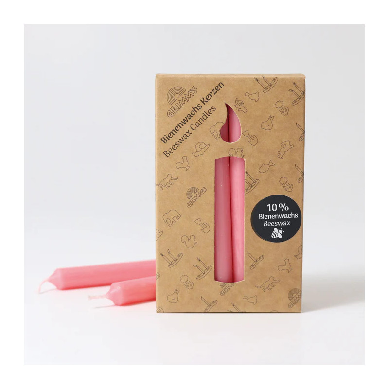 Grimms 05183 12 Bougies 10% cire d'abeilles Rose clair