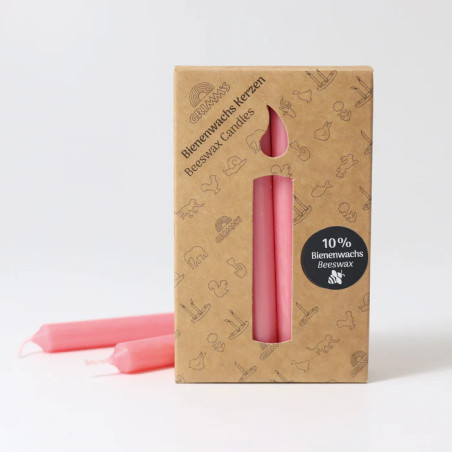 Grimms 05183 12 Bougies 10% cire d'abeilles Rose clair