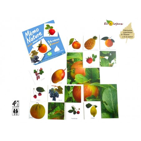 Jeu nature Mémo Nature Fruits Bilingue Anglais Apprendre Langues Editions Bétula Exbrayat
